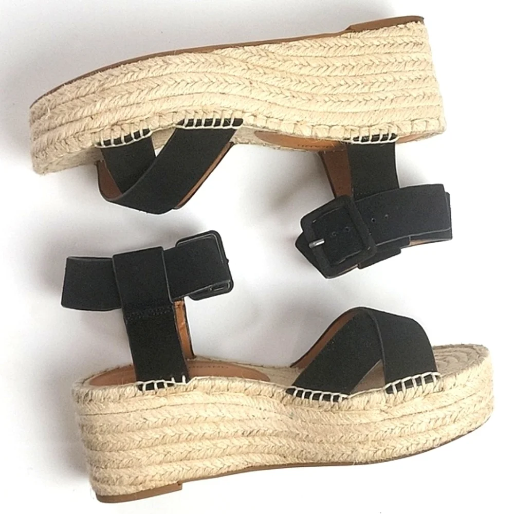 Lucky Brand Audrinah Black Suede Leather Ankle Strap Platform Espadrille… - Picture 12 of 16